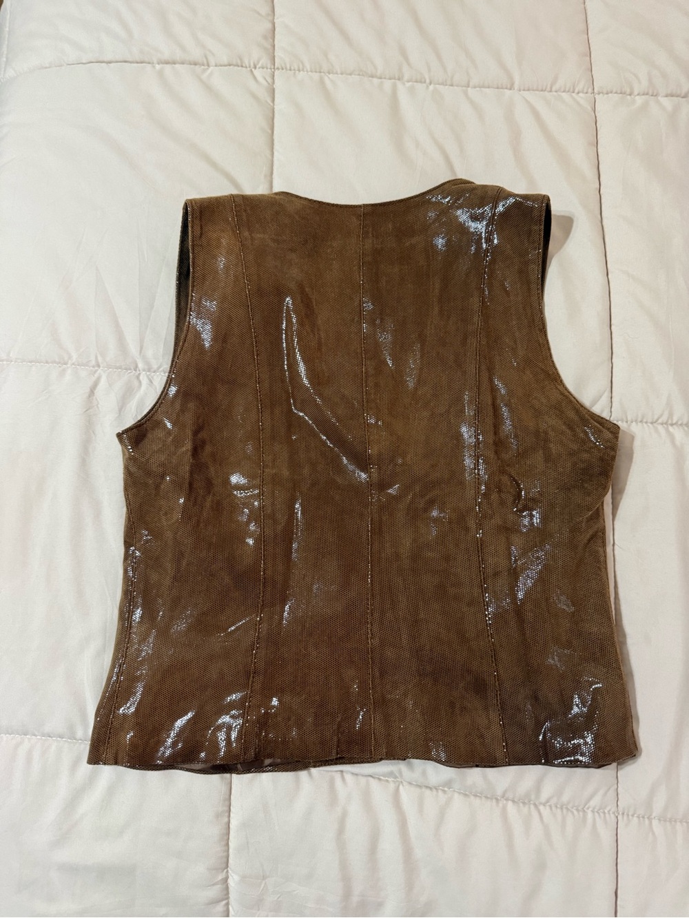 Artico brown leather button down vest - Picture 3 of 9